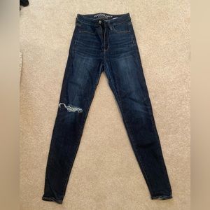 Dark wash, American Eagle straight super stretch